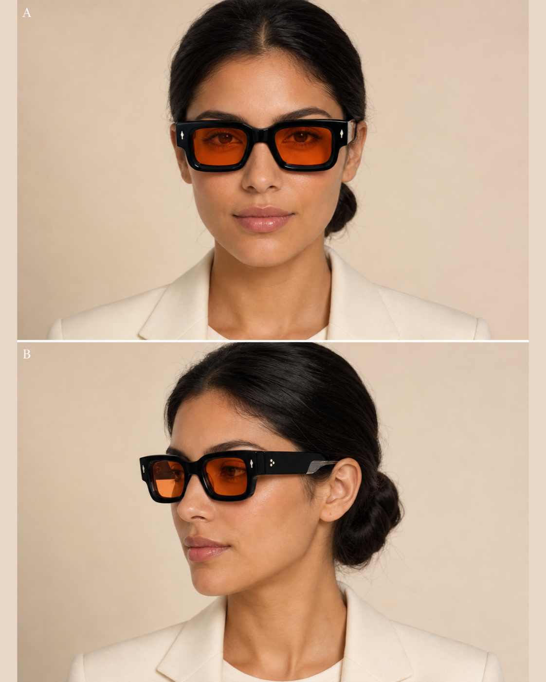 JMM Black Amber Rectangular Sunglasses