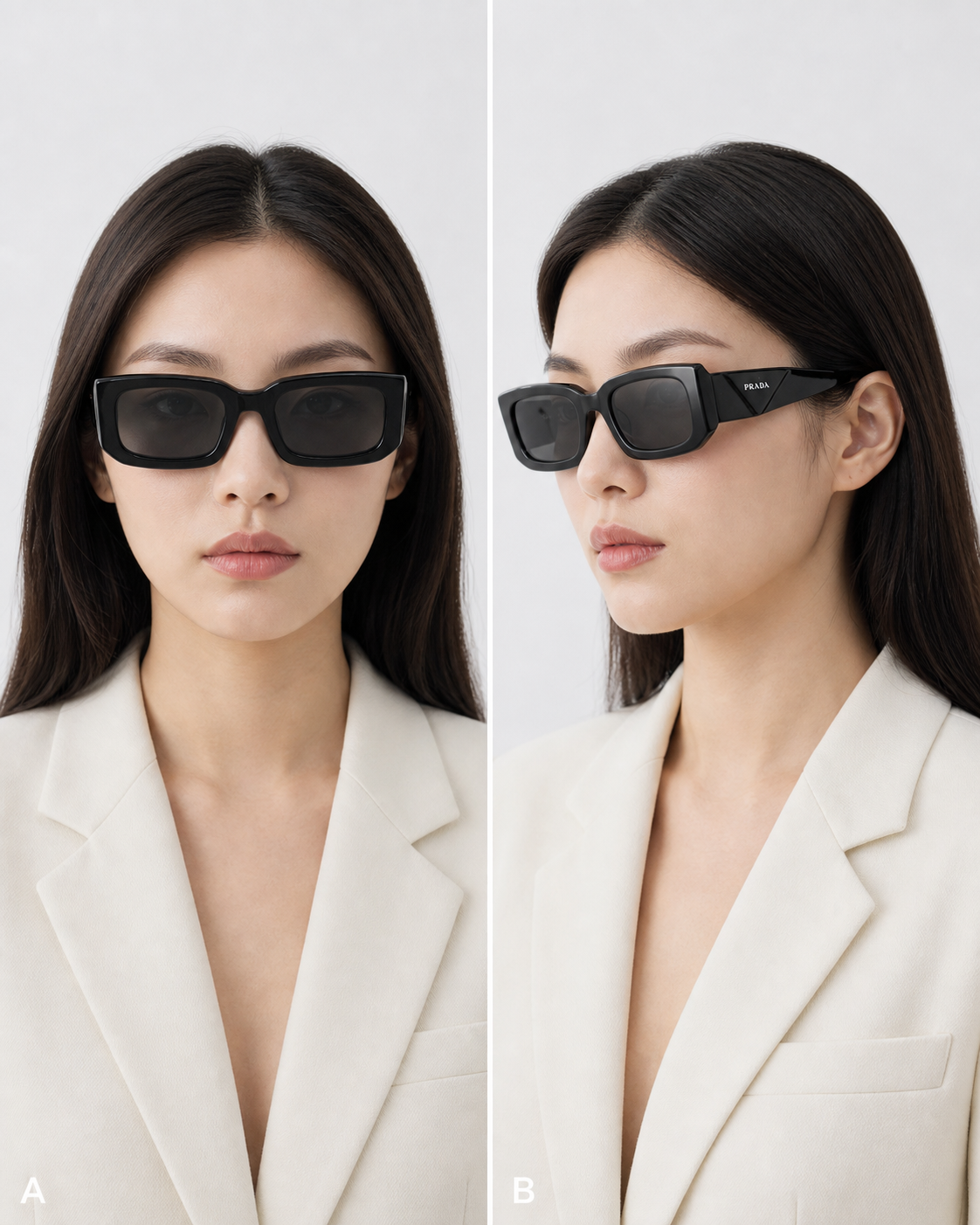 PR Black Smoke Rectangular Sunglasses