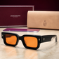 JMM Black Amber Rectangular Sunglasses