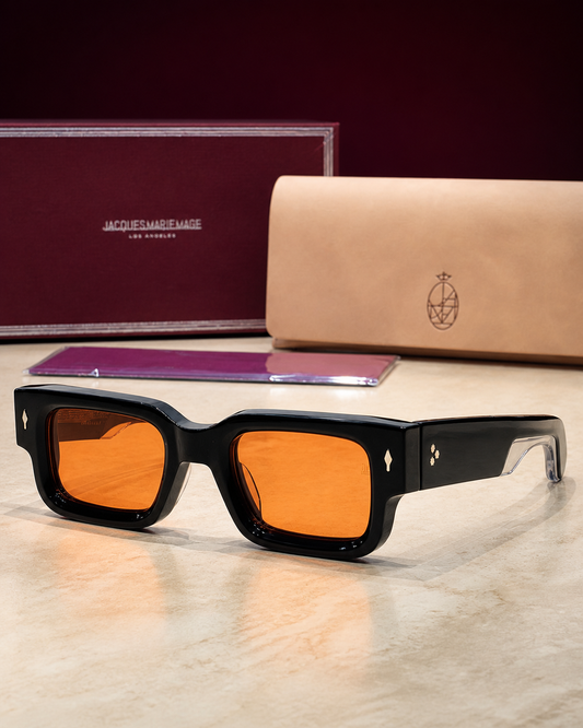 JMM Black Amber Rectangular Sunglasses