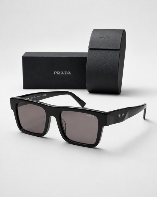 PR Black Brown Smoke Rectangular Sunglasses