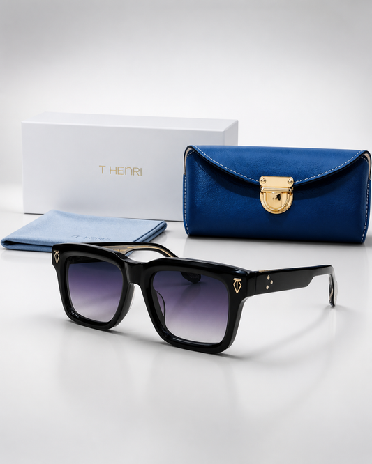TH Black Purple Gradient Square Sunglasses
