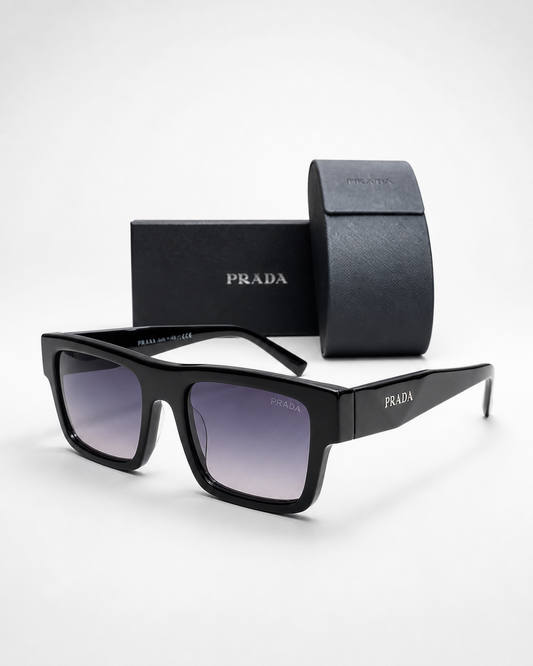PR Black Purple Gradient Rectangular Sunglasses