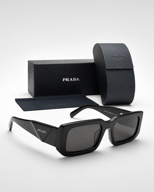 PR Black Smoke Rectangular Sunglasses