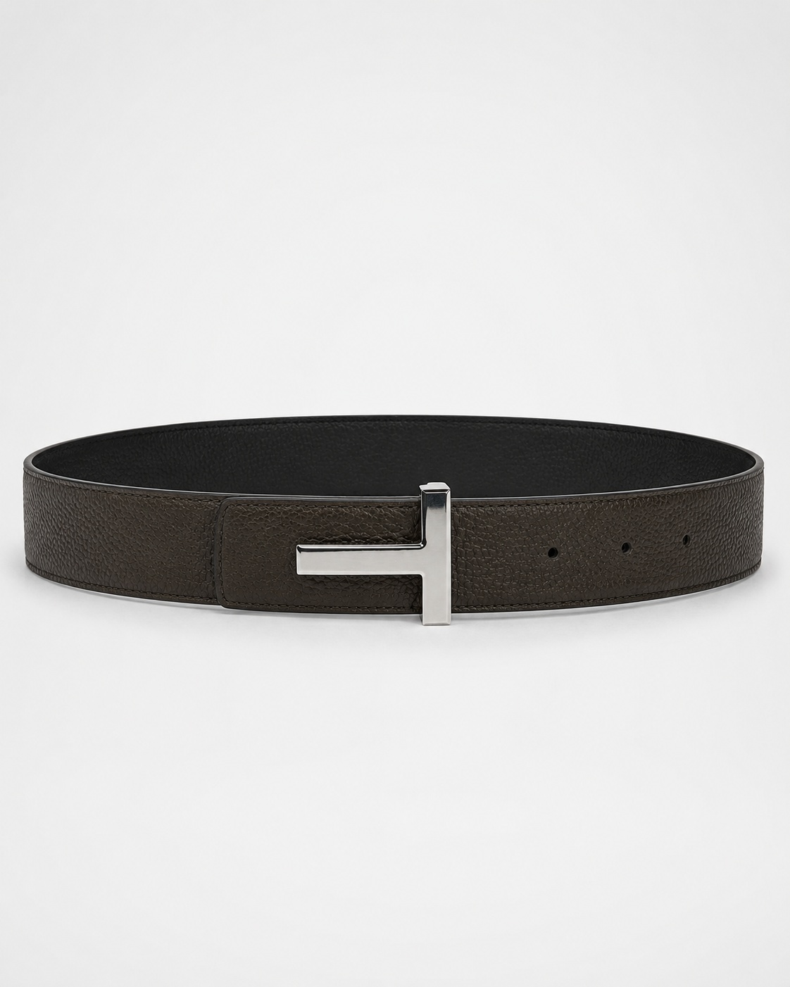 Dark brown/ Black Reversible Silver-Tone Buckle Belt - Product image 1