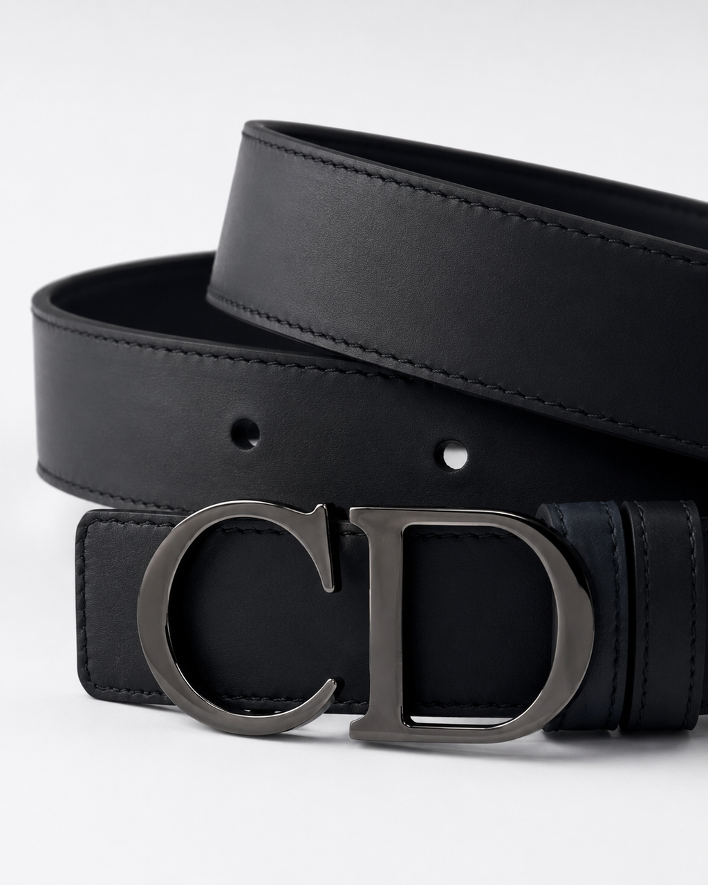 Black/ Dark blue/navy accents visible on inner or loop sections Reversible Dark Metal Buckle Belt - Product image 1