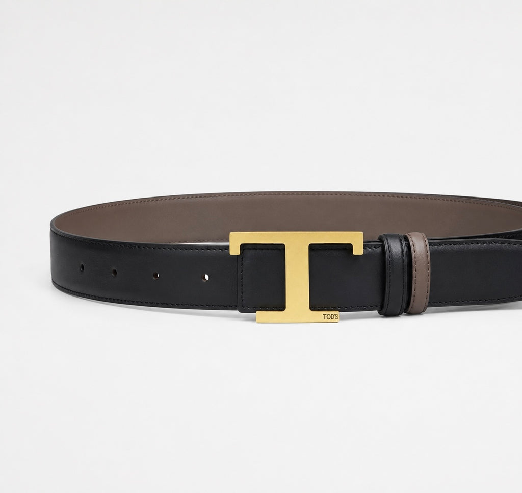 Black/ Brown Reversible Gold-Tone Buckle Belt - Product image 1