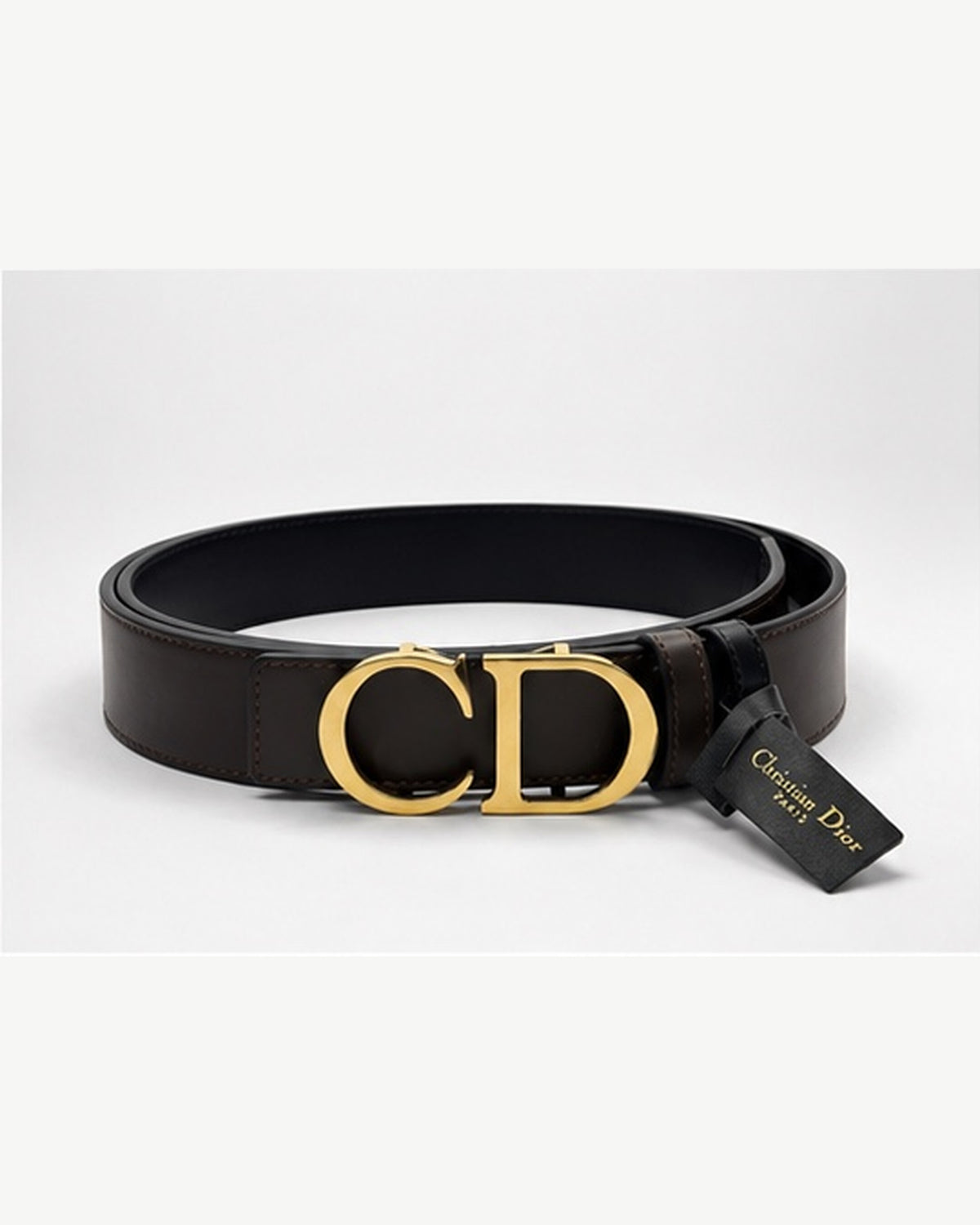 Black/ Dark brown Reversible Gold-Tone Buckle Belt - Product image 1