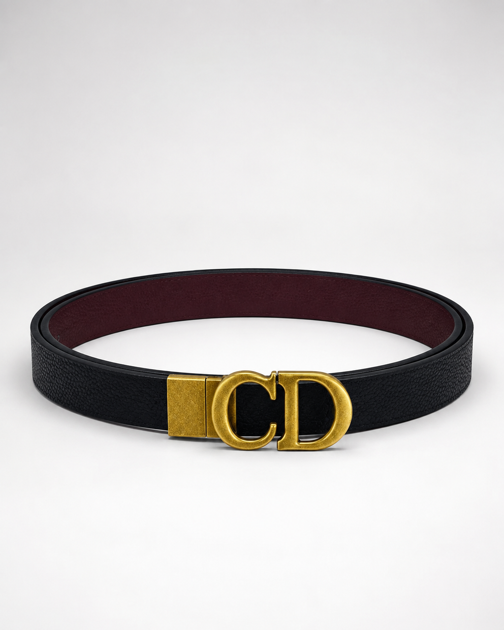 Black/ Burgundy Reversible Gold-Tone Buckle Belt - Product image 1