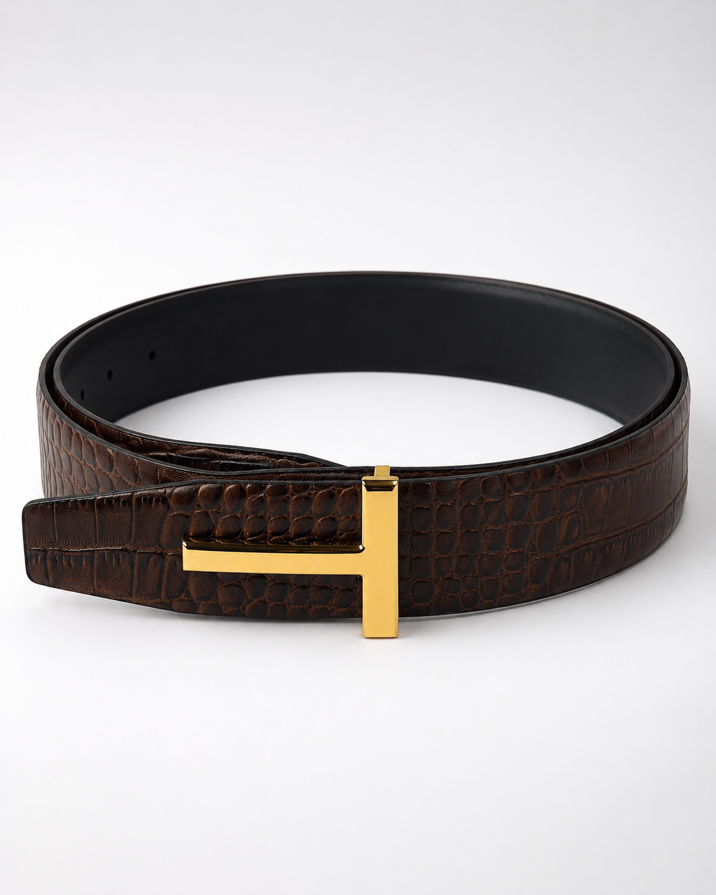 Brown/ Black Reversible Gold-Tone Buckle Belt - Product image 1