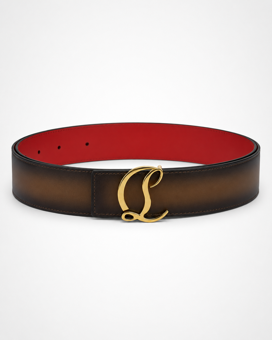 Dark brown/ Red inner lining Gold-Tone Buckle Belt - Product image 1