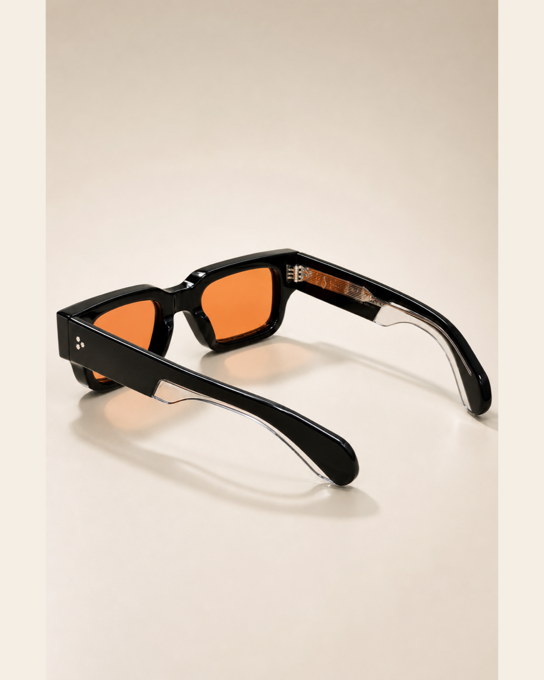 JMM Black Amber Rectangular Sunglasses
