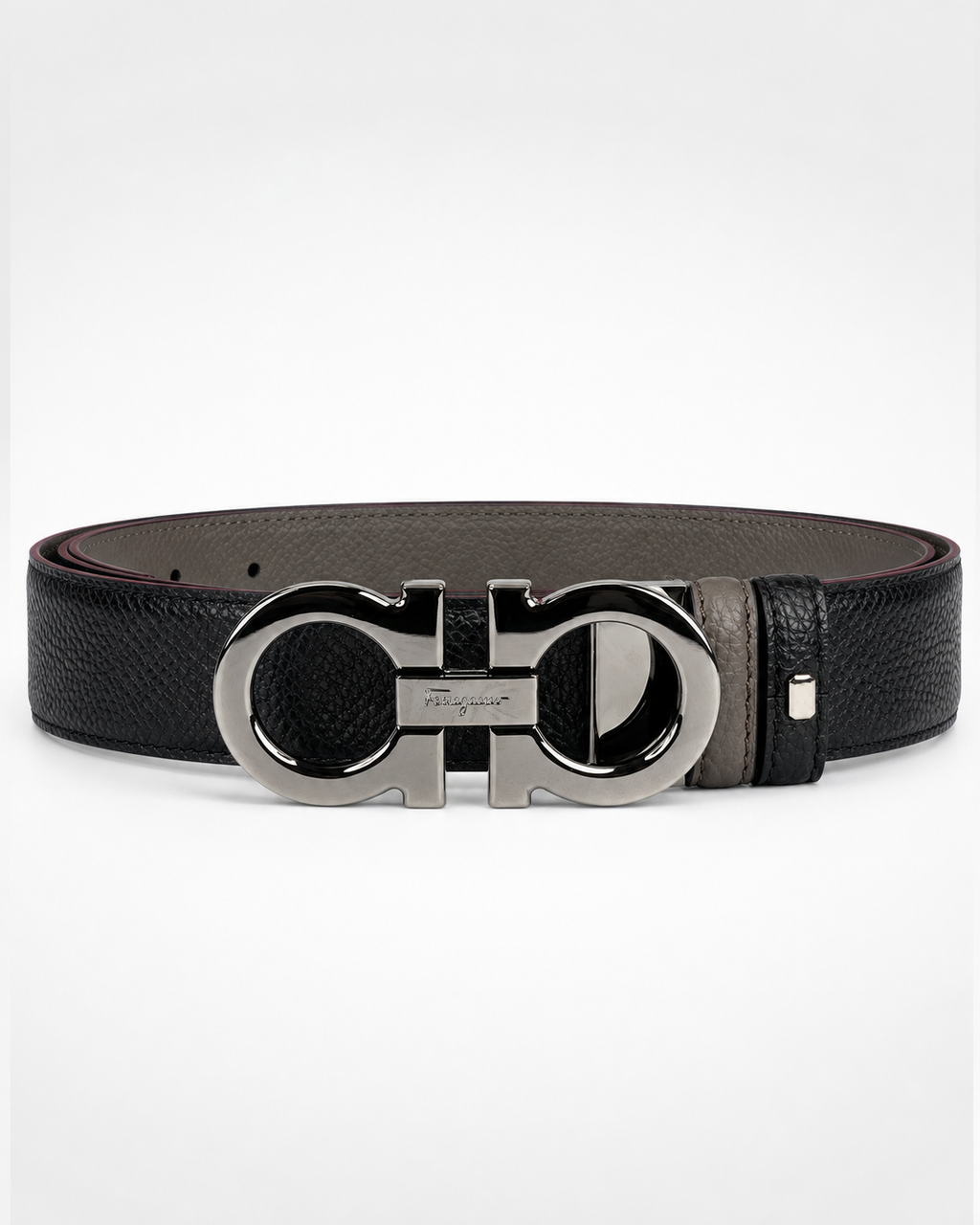 Black/ Brown/ taupe Reversible Silver-Tone Buckle Belt - Product image 2