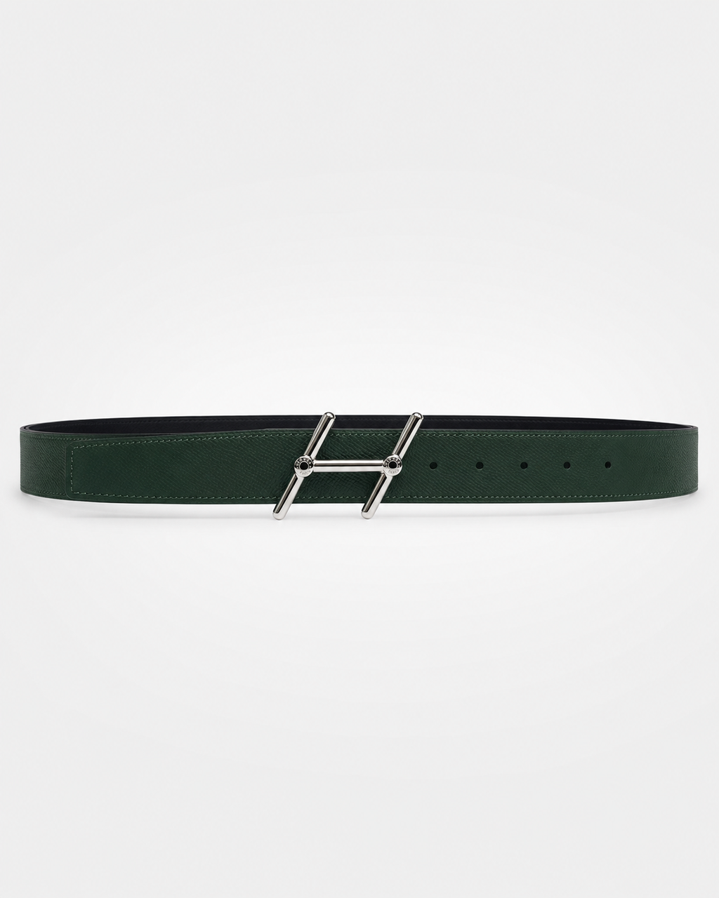 Dark green/ Black Reversible Silver-Tone Buckle Belt - Product image 2