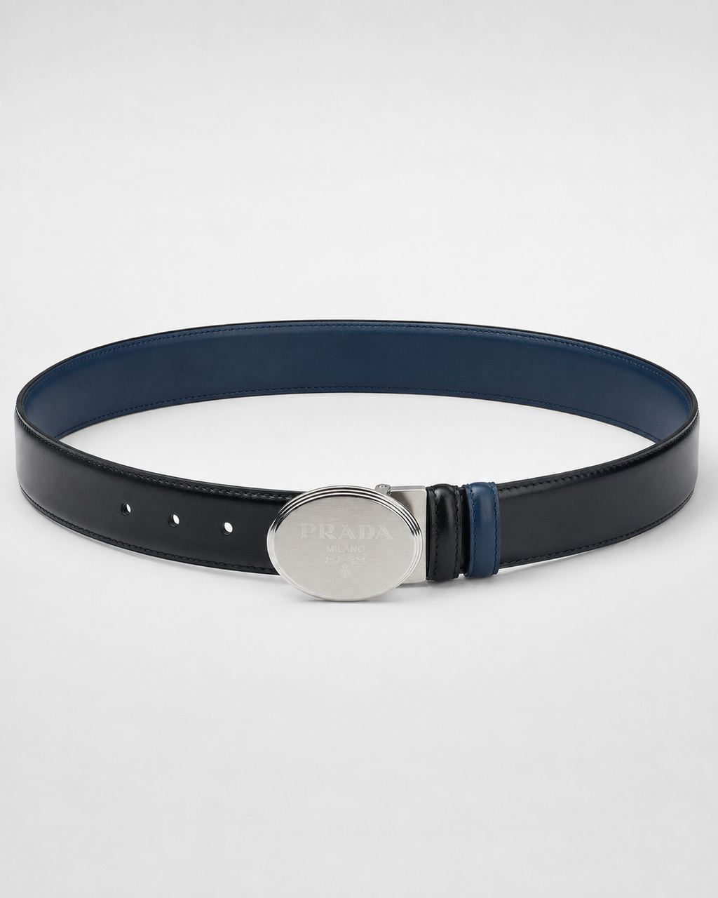 Black/ Deep blue Reversible Silver-Tone Buckle Belt - Product image 2