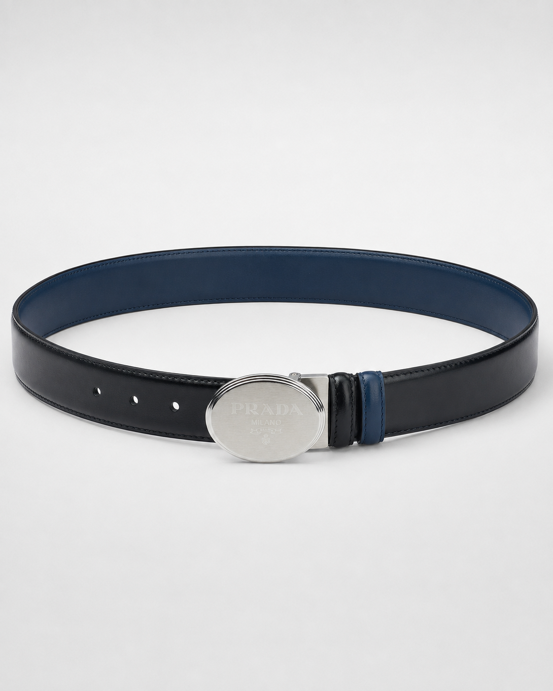 Black/ Deep blue Reversible Silver-Tone Buckle Belt - Product image 2