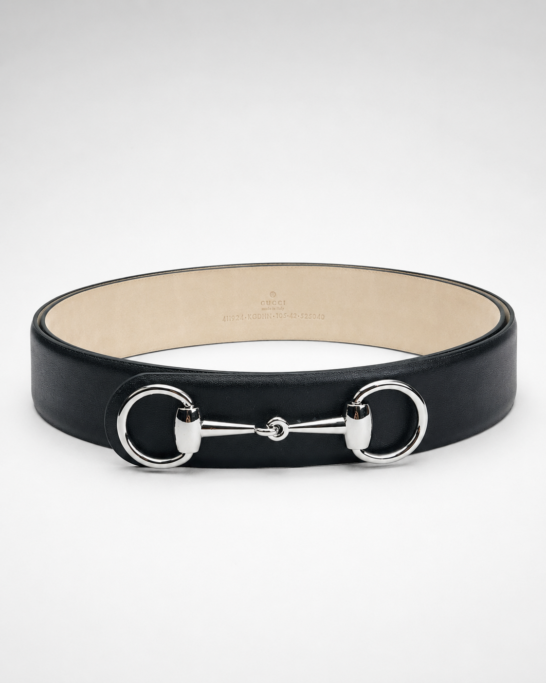 Black/ Light beige/tan inner lining Silver-Tone Buckle Belt - Product image 2