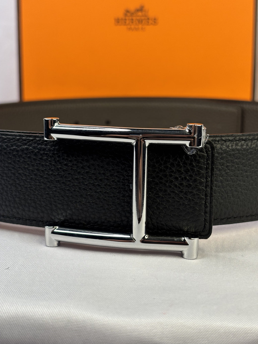 Black/ Dark brown interior/edge Silver-Tone Buckle Belt - Product image 2