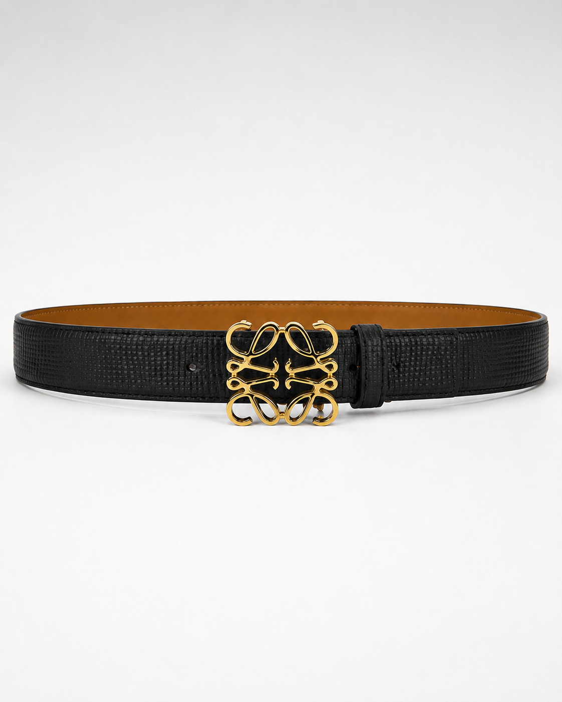 Black/ Tan/ brown interior; gold-tone hardware Gold-Tone Buckle Belt - Product image 2