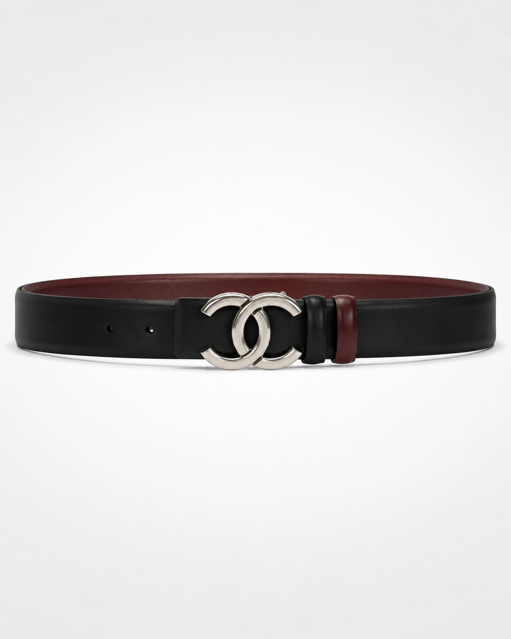Black/ Burgundy Reversible Silver-Tone Buckle Belt - Product image 2