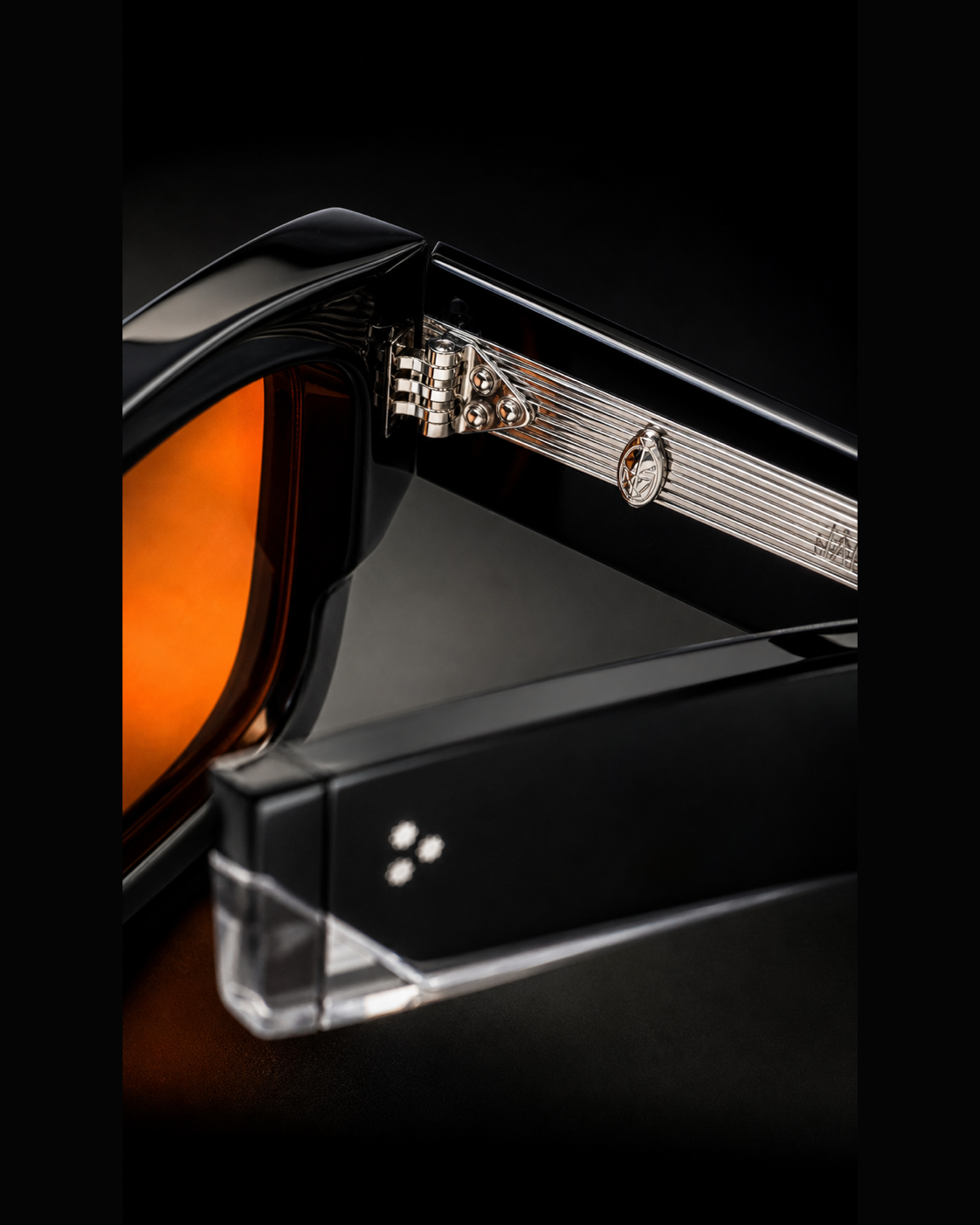 JMM Black Amber Rectangular Sunglasses