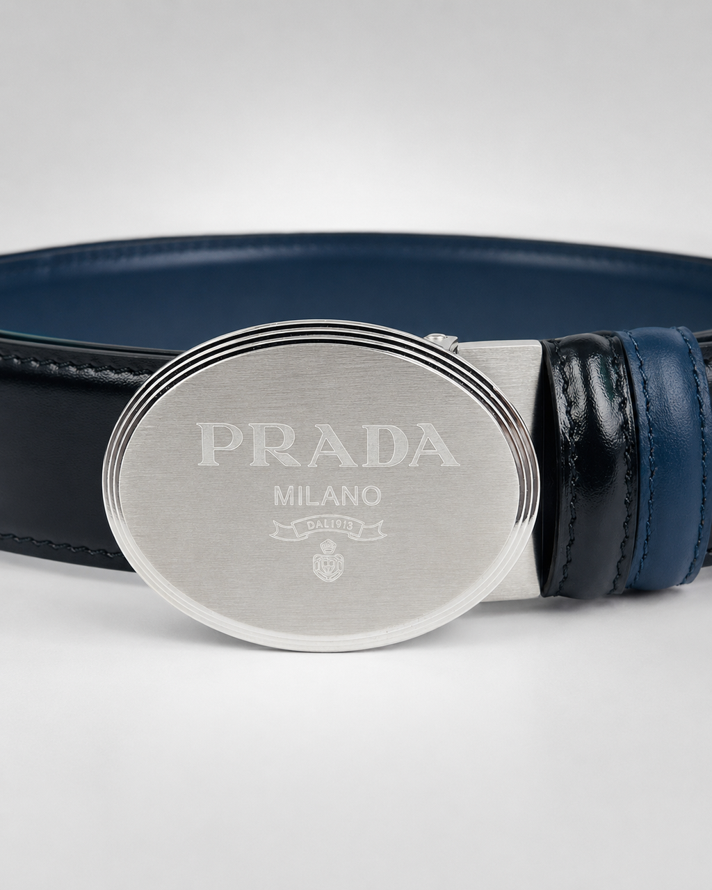 Black/ Deep blue Reversible Silver-Tone Buckle Belt - Product image 3