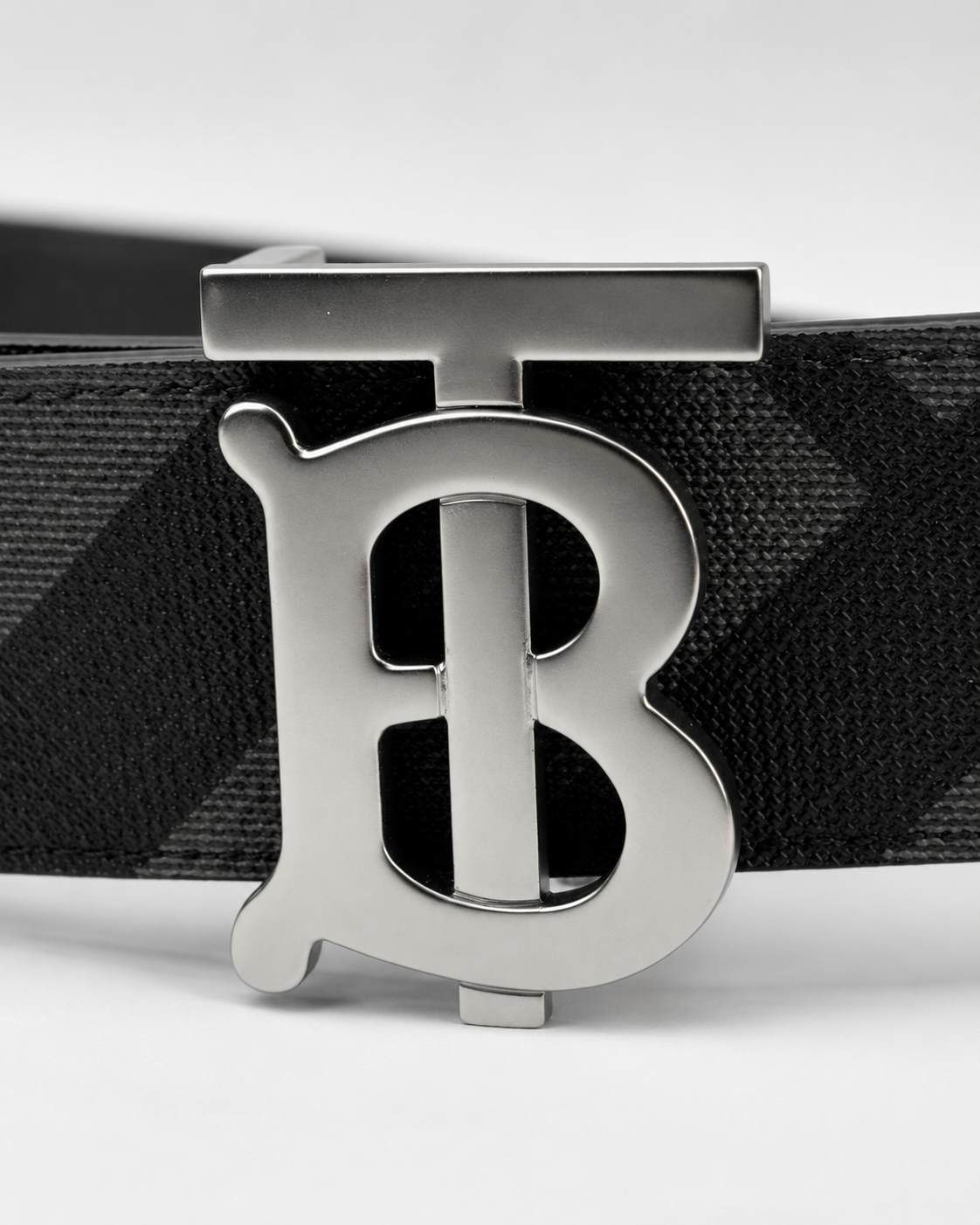 Black/ Grey check pattern; beige reverse is stated in the source description but not visible in the images Reversible Silver-Tone Buckle Belt - Product image 3