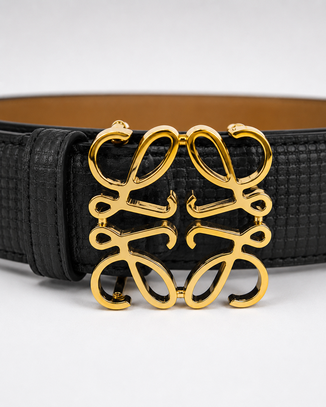 Black/ Tan/ brown interior; gold-tone hardware Gold-Tone Buckle Belt - Product image 3
