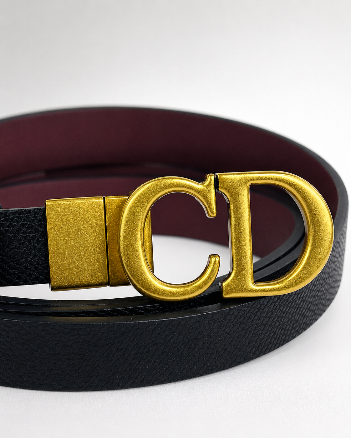 Black/ Burgundy Reversible Gold-Tone Buckle Belt - Product image 3