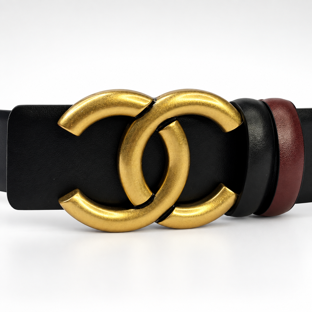 Black/ Burgundy Reversible Gold-Tone Buckle Belt - Product image 3