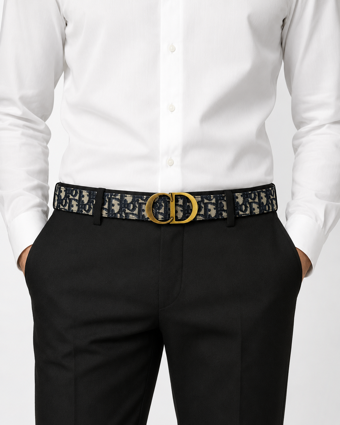 Navy blue/ Beige, with black inner surface Gold-Tone Buckle Belt - Product image 3