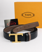 TDS — Black/ Brown Reversible Gold-Tone Buckle Belt