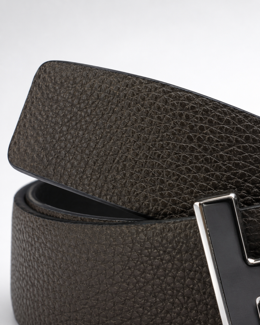 Dark brown/ Black Reversible Silver-Tone Buckle Belt - Product image 3
