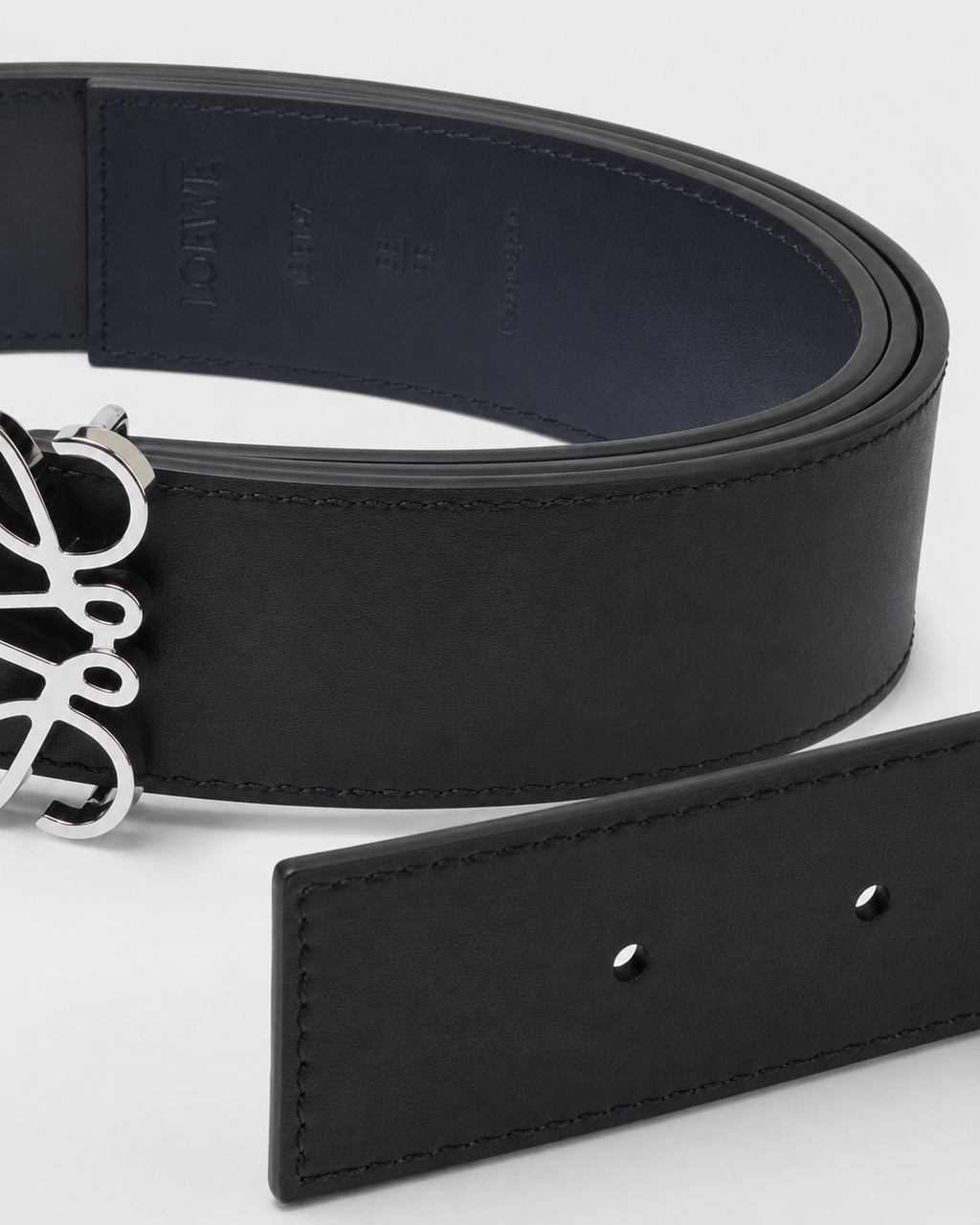 Black/ Dark blue Reversible Silver-Tone Buckle Belt - Product image 3