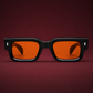 JMM Black Amber Rectangular Sunglasses