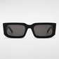 PR Black Smoke Rectangular Sunglasses