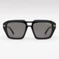 TF Black Smoke Double-Bridge Square Sunglasses