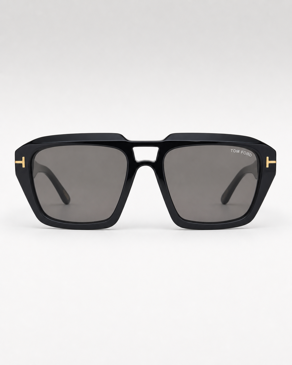TF Black Smoke Double-Bridge Square Sunglasses