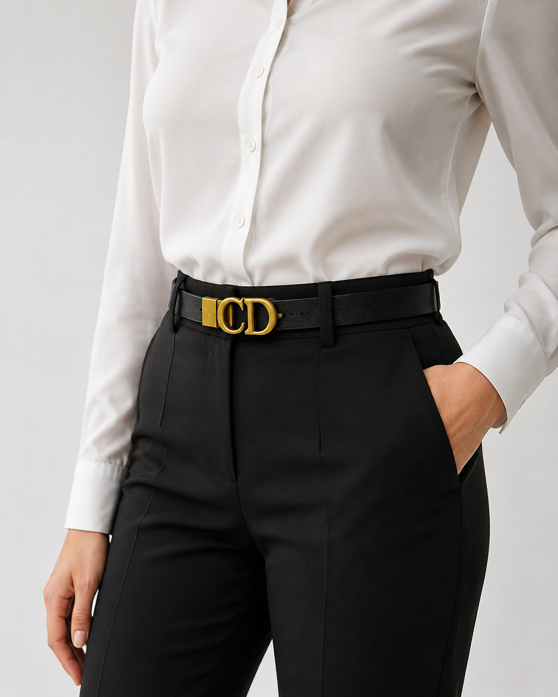 Black/ Burgundy Reversible Gold-Tone Buckle Belt - Product image 4