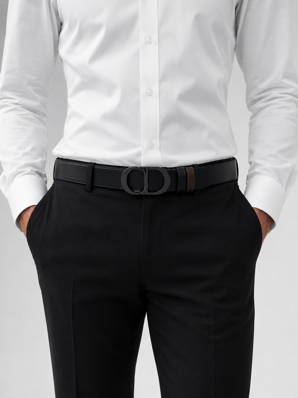 Black/ Brown Reversible Dark Metal Buckle Belt - Product image 4