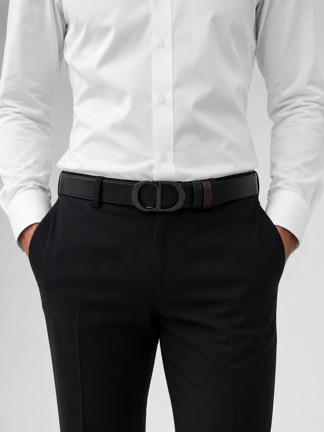 Black/ Brown Reversible Dark Metal Buckle Belt - Product image 4