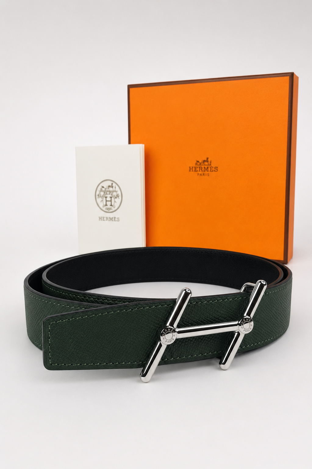 Dark green/ Black Reversible Silver-Tone Buckle Belt - Product image 4