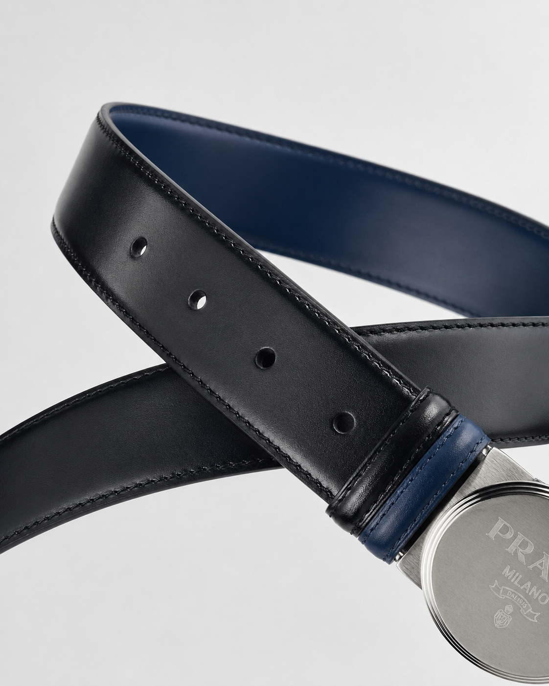 Black/ Deep blue Reversible Silver-Tone Buckle Belt - Product image 4