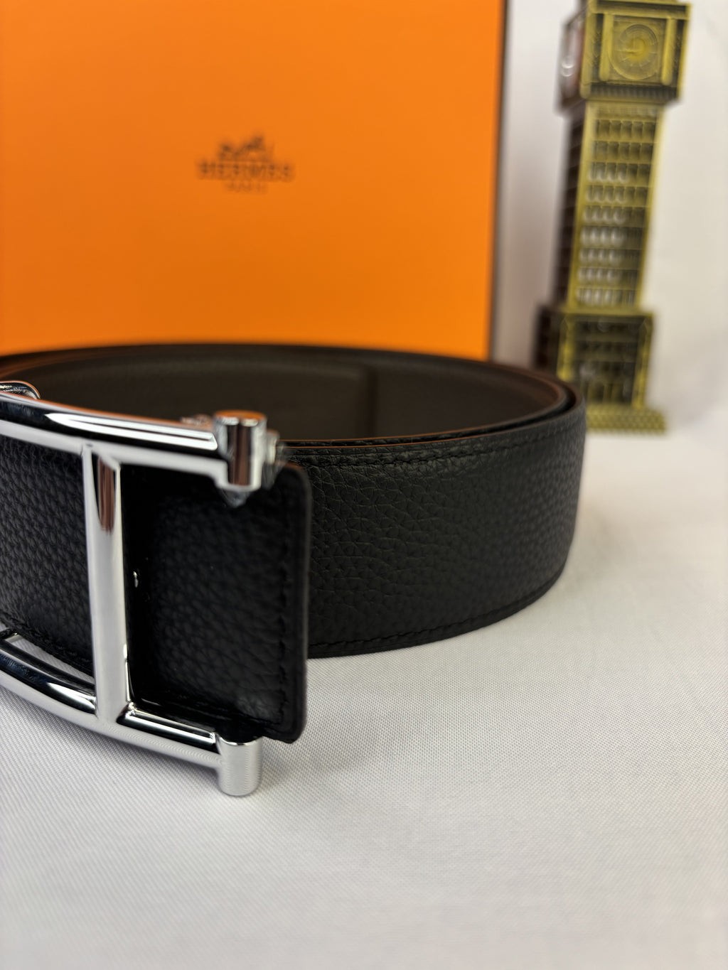 Black/ Dark brown interior/edge Silver-Tone Buckle Belt - Product image 4