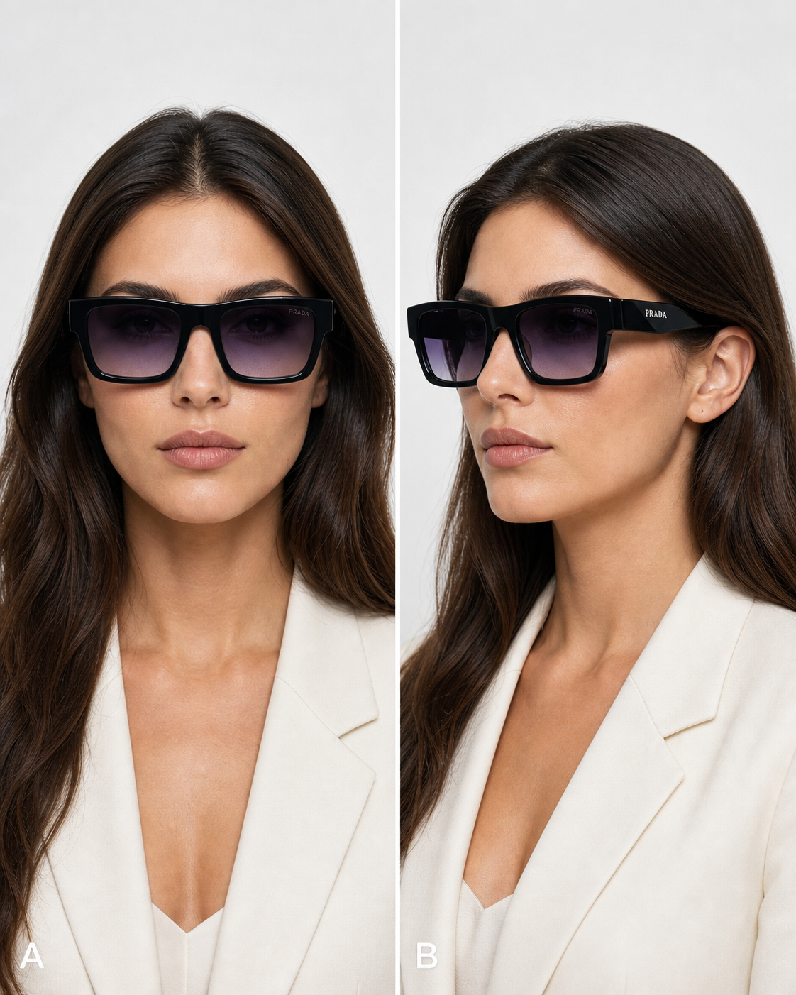 PR Black Purple Gradient Rectangular Sunglasses