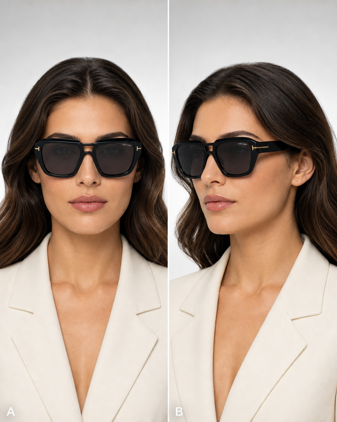 TF Black Smoke Double-Bridge Square Sunglasses
