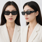 PR Black Smoke Rectangular Sunglasses