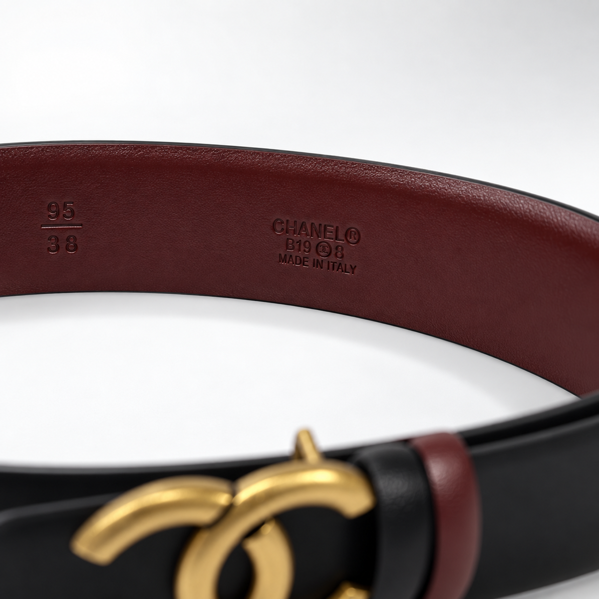 Black/ Burgundy Reversible Gold-Tone Buckle Belt - Product image 5