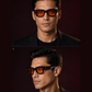 JMM Black Amber Rectangular Sunglasses