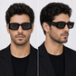 PR Black Smoke Rectangular Sunglasses